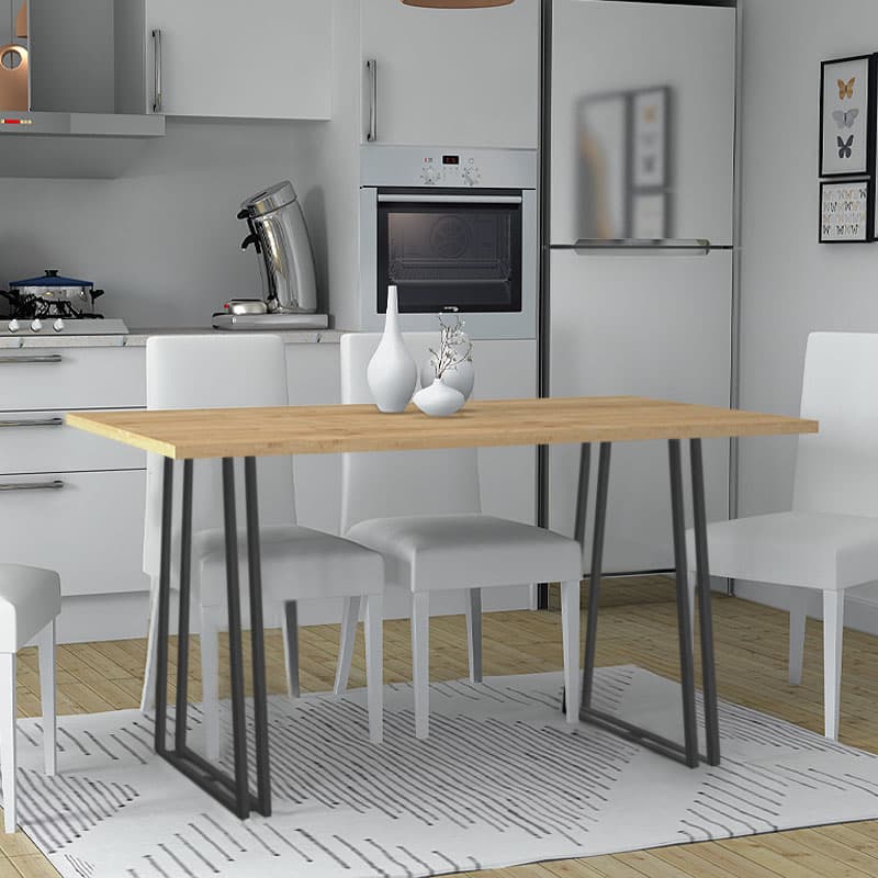 Τραπέζι Gable Megapap χρώμα φυσικό οξιάς - ανθρακί 140x80x76εκ.