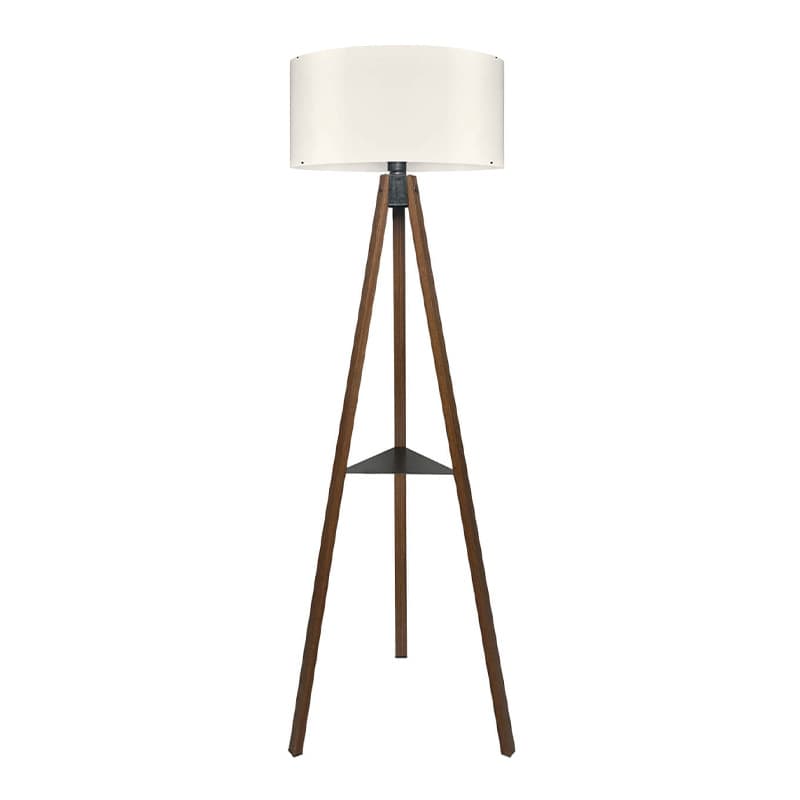 Φωτιστικό δαπέδου Thomas Megapap E27 Mdf/ύφασμα Pvc χρώμα καρυδί - κρεμ 38x38x135εκ.