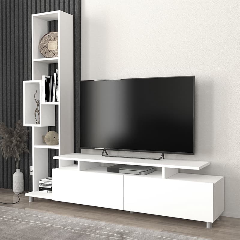 Σύνθεση τηλεόρασης Tulip Megapap χρώμα λευκό 160x29,5x160εκ.