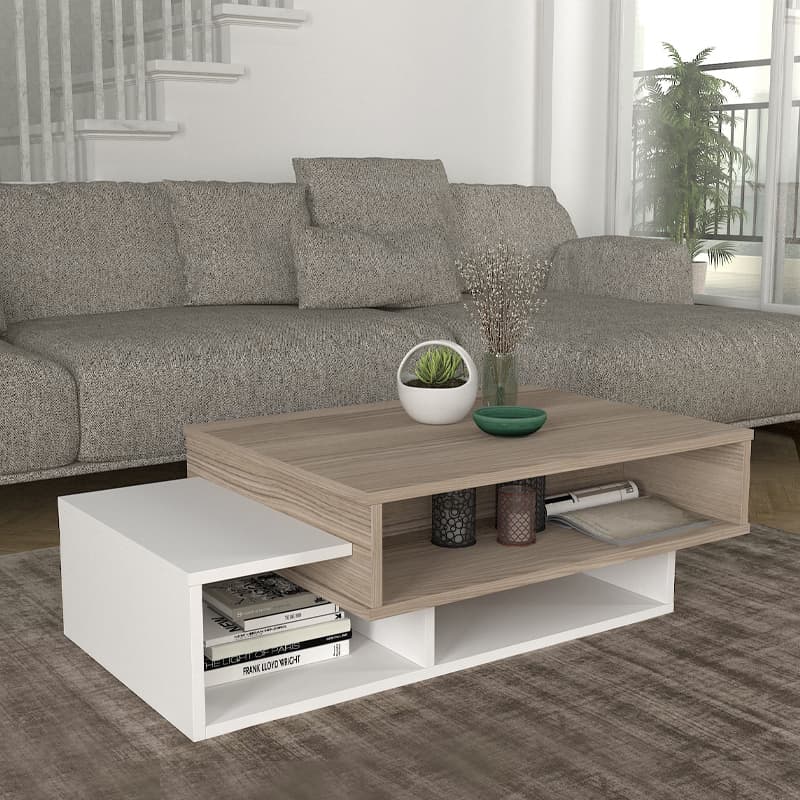 Τραπεζάκι σαλονιού Tab Megapap χρώμα λευκό - cordoba 105x60x32εκ.