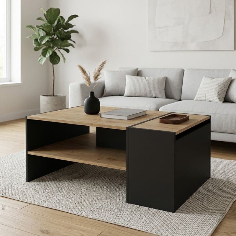 Τραπεζάκι σαλονιού Izia Megapap χρώμα sapphire oak - ανθρακί 110x60x45εκ.