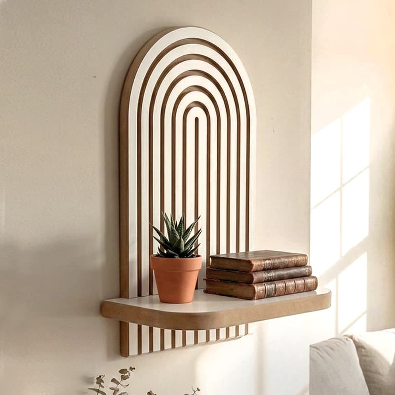 Ραφιέρα τοίχου Artwill Megapap Mdf χρώμα λευκό - oak 26x13x35εκ.