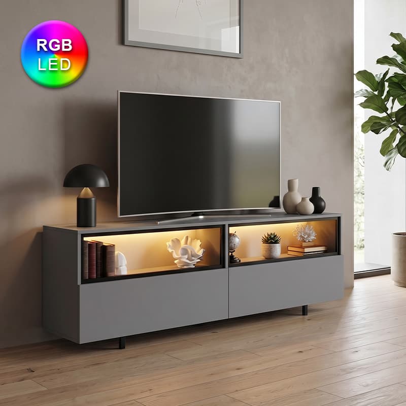 Έπιπλο τηλεόρασης Eco Megapap με Led Rgb χρώμα ανθρακί 180x32x67εκ.