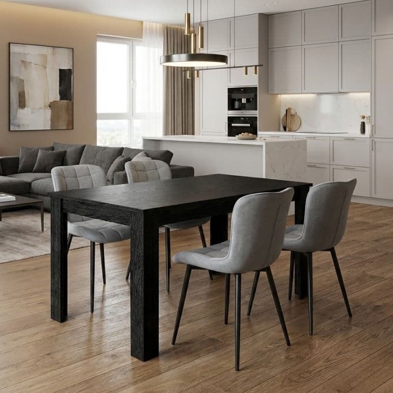 Σετ τραπεζαρία 5τμχ Darlen - Chiara Megapap χρώμα sencron black - γκρι 125x72x74εκ.