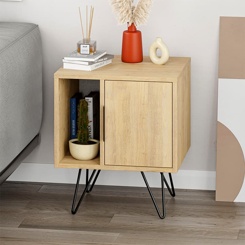 Κομοδίνο Glynn Megapap χρώμα sapphire oak 50,2x44,6x60εκ.