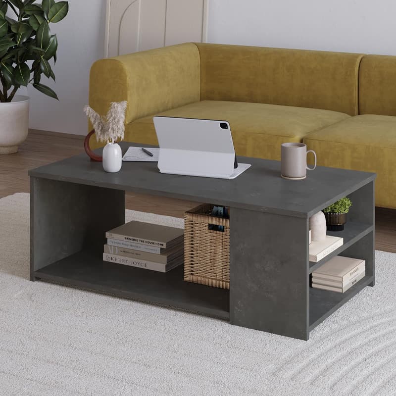 Τραπεζάκι σαλονιού Berg Megapap χρώμα γκρι ρετρό 110x60x40εκ.