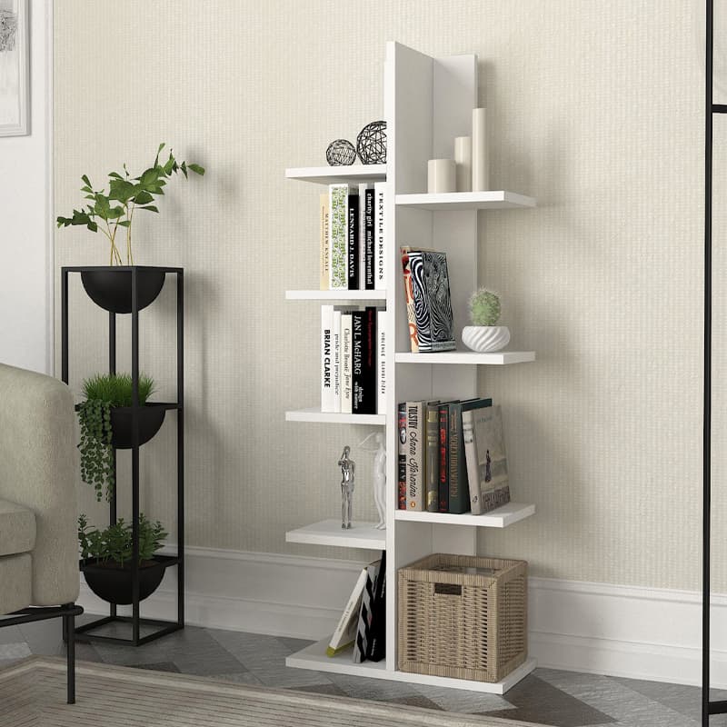 Βιβλιοθήκη Tree Megapap χρώμα λευκό 45x21,4x121,8εκ.